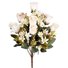 Imagem de BUQUÊ MISTO DE ROSAS E LÍRIOS ROSA OUTONO EM PLÁSTICO MOLDÁVEL 51X18 CM - GRILLO - Grillo Ltda