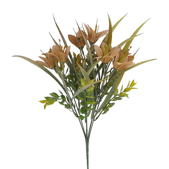 Imagem BUQUÊ DECORATIVO PERMANENTE LÍRIO MARROM EM PLÁSTICO MOLDÁVEL 38X16 CM - GRILLO
