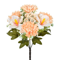 Imagem de BUQUÊ PERMANENTE MISTO DE ORQUÍDEA E CRISÂNTEMO CHAMPAGNE EM PLÁSTICO 42X22 CM - Grillo Ltda