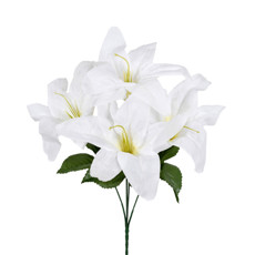 Imagem de BUQUÊ DECORATIVO PERMANENTE DE LÍRIO CREME EM PLÁSTICO MOLDÁVEL 41X21 CM - GRILLO - Grillo Ltda