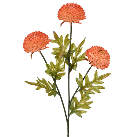 Imagem HASTE DE CRISÂNTEMO LARANJA DECORATIVO PERMANENTE EM PLÁSTICO 64X15 CM - GRILLO