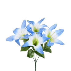Imagem de BUQUÊ DECORATIVO PERMANENTE DE LÍRIO AZUL EM PLÁSTICO MOLDÁVEL 41X21 CM - GRILLO - Grillo Ltda