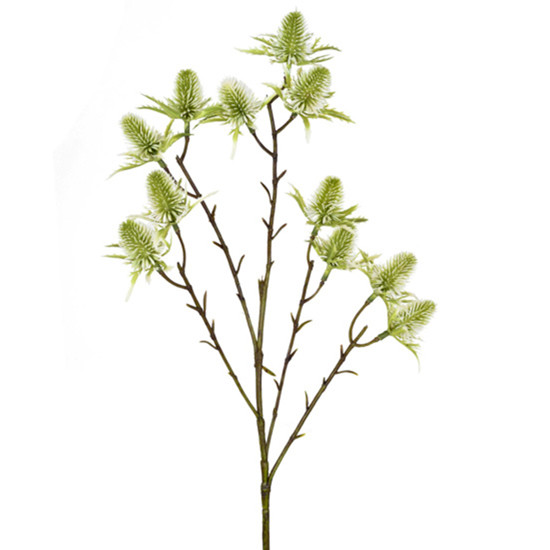 Imagem HASTE DE BOTÕES SILVESTRE VERDE E CREME DECORATIVO EM PLÁSTICO MOLDÁVEL 65X15CM GRILLO
