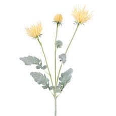 Imagem de HASTE DECORATIVA DE CRISÂNTEMO FLOCADO AMARELO EM PLÁSTICO 77X12 CM - GRILLO - Grillo Ltda