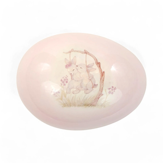 Imagem PORTA TRECO DECORATIVO FORMATO OVO DE PÁSCOA LILÁS EM DOLOMITE 13X10X10 CM - CROMUS