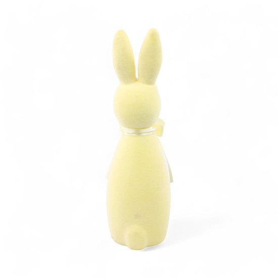 Imagem COELHO DE PÁSCOA AMARELO COM LAÇO DECORATIVO EM ISOPOR FLOCADO 31X10X9 CM - CROMUS
