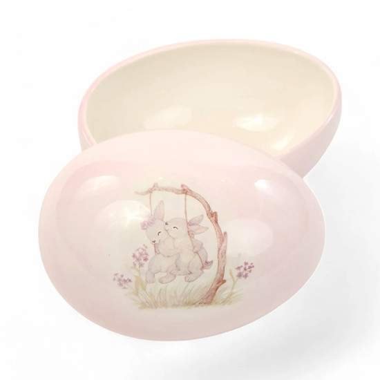 Imagem PORTA TRECO DECORATIVO FORMATO OVO DE PÁSCOA LILÁS EM DOLOMITE 13X10X10 CM - CROMUS