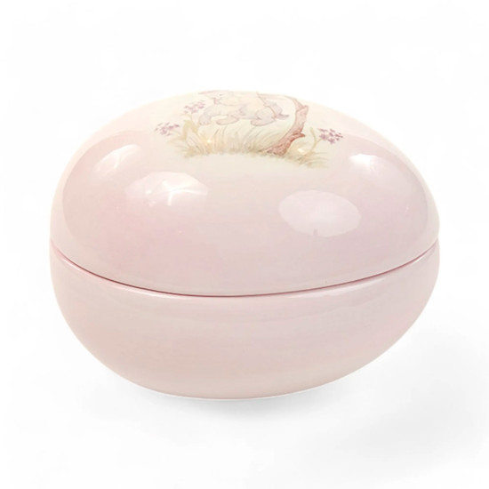 Imagem PORTA TRECO DECORATIVO FORMATO OVO DE PÁSCOA LILÁS EM DOLOMITE 13X10X10 CM - CROMUS