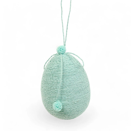 Imagem OVO DECORATIVO VERDE PÁSCOA PARA PENDURAR EM POLIÉSTER FLOCADO 10X8 CM - CROMUS