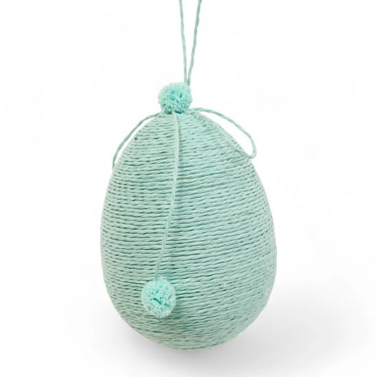 Imagem OVO DECORATIVO VERDE PÁSCOA PARA PENDURAR EM POLIÉSTER FLOCADO 10X8 CM - CROMUS