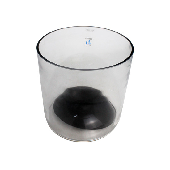 Imagem VASO FUNDO DE VIDRO DECORATIVO COM DETALHES PRETO 20X19 CM