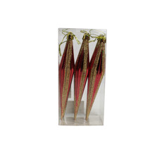 Imagem de ADORNO NATALINO VERMELHO E DOURADO EM PLÁSTICO PARA PENDURAR  17X3 CM - GRILLO 58733 - Grillo Ltda