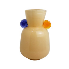 Imagem de VASO DECORATIVO MÉDIO EM VIDRO AMARELO CREME 25X15 CM - MABRUK - Mabruk Importacao E Comercio Ltda