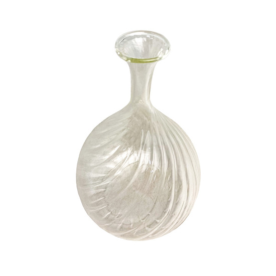 Imagem VASO DECORATIVO FORMATO BOTIJA EM VIDRO TRANSPARENTE 18X10 CM