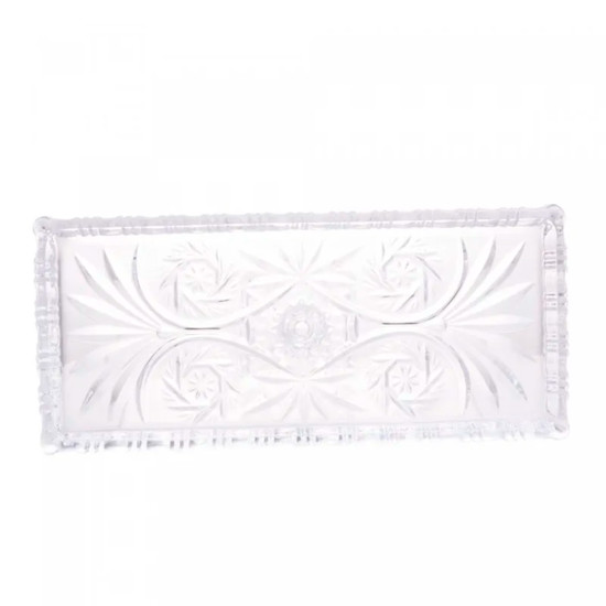 Imagem TRAVESSA DRAGON RETANGULAR EM CRISTAL COM PÉ 10X34X15 CM - LYOR