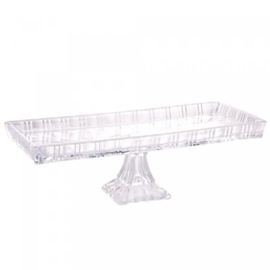 Imagem TRAVESSA DRAGON RETANGULAR EM CRISTAL COM PÉ 10X34X15 CM - LYOR