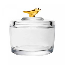Imagem de POTE EM VIDRO GOLDEN BIRD COM TAMPA 8X7X7 CM - WOLFF - Rojemac Impotacao E Exportacao Ltda