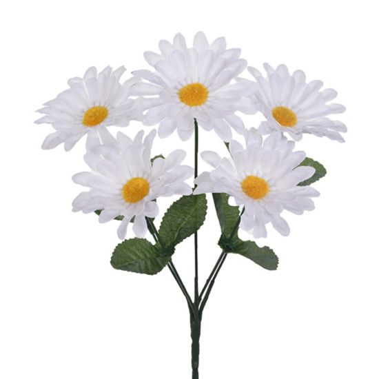 Imagem BUQUÊ DECORATIVO DE FLOR DE GERBERA BRANCA EM PLÁSTICO MOLDÁVEL 28X15 CM - GRILLO