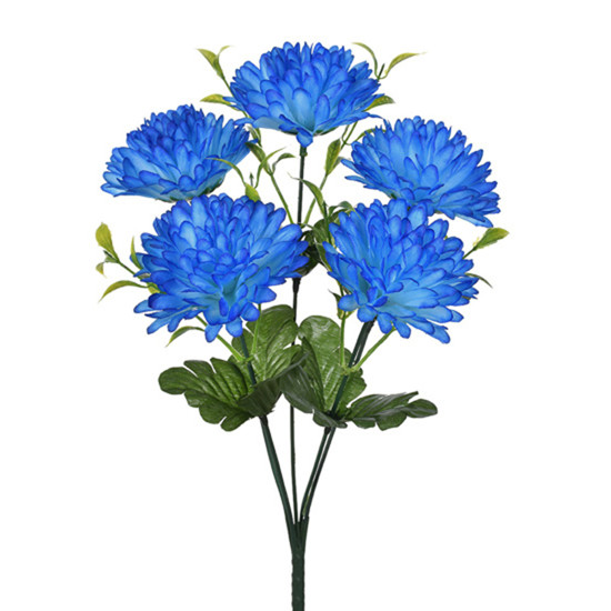 Imagem BUQUÊ DECORATIVO DE CRISÂNTEMO AZUL EM PLÁSTICO MOLDÁVEL 35X11 CM - GRILLO