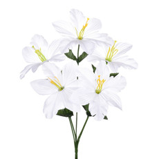 Imagem de BUQUÊ DECORATIVO DE LÍRIOS BRANCO EM PLÁSTICO MOLDÁVEL 36X15 CM - GRILLO - Grillo Ltda