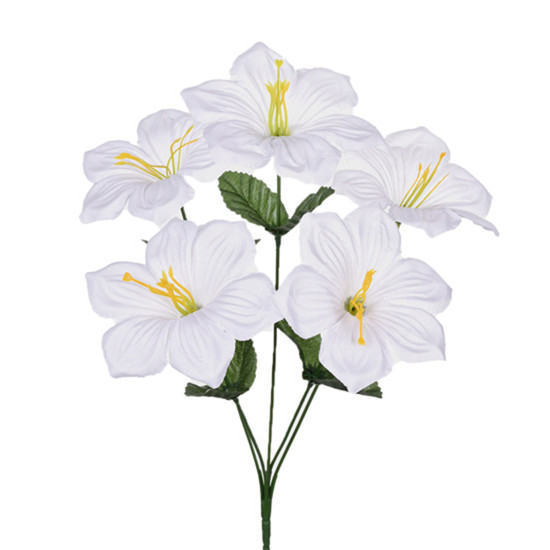 Imagem BUQUÊ DECORATIVO DE LÍRIO ESTRELA BRANCO EM PLÁSTICO MOLDÁVEL 32X18 CM - GRILLO
