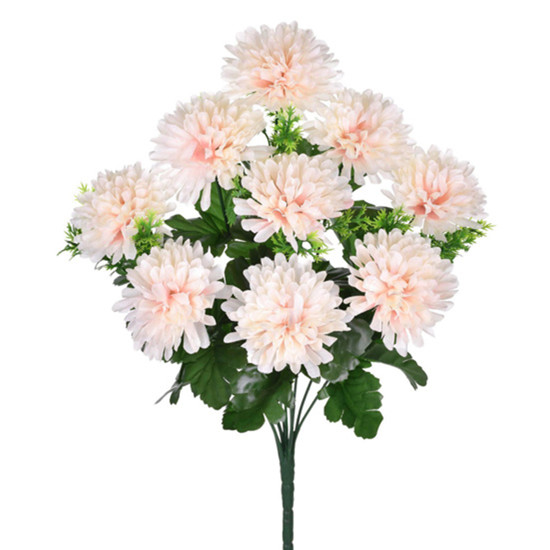 Imagem BUQUÊ DECORATIVO DE CRISÂNTEMO CREME ROSA EM PLÁSTICO MOLDÁVEL 40X22 CM - GRILLO