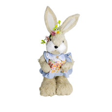 Imagem de COELHO DE PÁSCOA COM FLORES COLORIDO EM POLIÉSTER E ISOPOR 45X22X15 CM - CROMUS - Cromus Embalagens Ind E Com Ltda