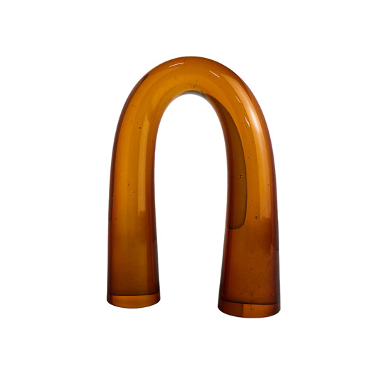 Imagem ARCO DECORATIVO EM VIDRO NA COR LARANJA AMBAR 15X22X5 CM - MABRUK
