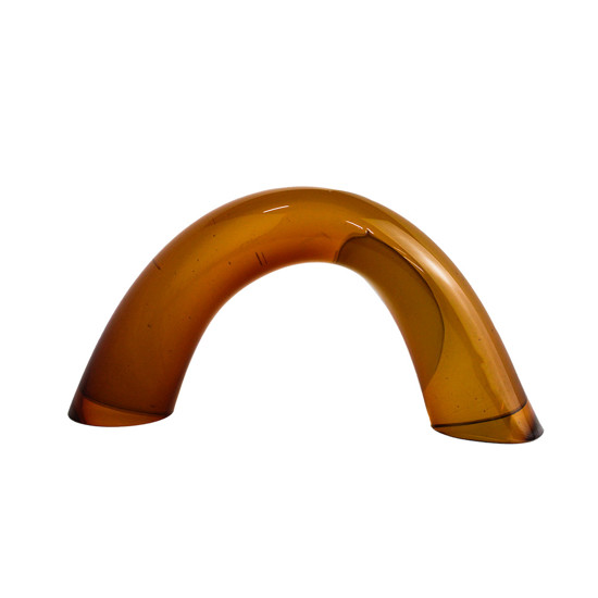 Imagem ARCO DECORATIVO EM VIDRO NA COR LARANJA AMBAR 23X5X12 CM - MABRUK