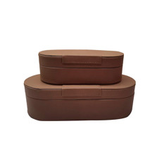 Imagem de CONJUNTO DE DUAS CAIXAS DE MADEIRA REVESTIDAS EM COURO SINTÉTICO 34X15X10CM - CROSS - Cross Comercial Ltda