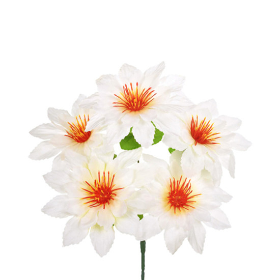 Imagem BUQUÊ DECORATIVO DE DÁLIA BRANCA EM PLÁSTICO MOLDÁVEL 33X26 CM - GRILLO