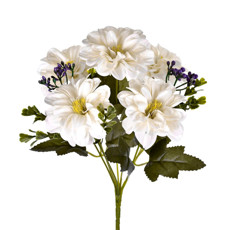 Imagem de BUQUÊ DECORATIVO DE DÁLIA CREME EM PLÁSTICO MOLDÁVEL 30X14 CM - GRILLO - Grillo Ltda