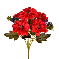 Imagem de BUQUÊ DECORATIVO DE DÁLIA VERMELHO EM PLÁSTICO MOLDÁVEL 30X14 CM - GRILLO - Grillo Ltda