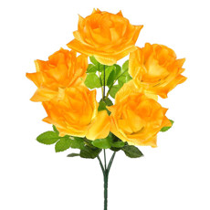 Imagem de BUQUÊ DECORATIVO DE ROSAS AMARELAS EM PLÁSTICO MOLDÁVEL E PÉTALAS EM CETIM - GRILLO - Grillo Ltda