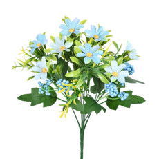 Imagem de BUQUÊ DECORATIVO DE MARGARIDA AZUL EM PLÁSTICO MOLDÁVEL 30X11 CM - GRILLO - Grillo Ltda