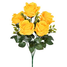 Imagem de BUQUÊ DECORATIVO DE ROSAS AMARELAS EM PLÁSTICO MOLDÁVEL 40X27 CM - GRILLO - Grillo Ltda