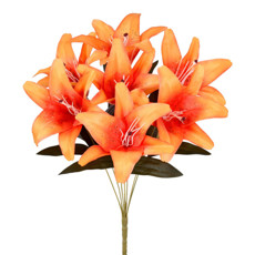 Imagem de BUQUÊ DECORATIVO DE LÍRIO LARANJA OUTONO EM PLÁSTICO MOLDÁVEL 47X29 CM - GRILLO - Grillo Ltda