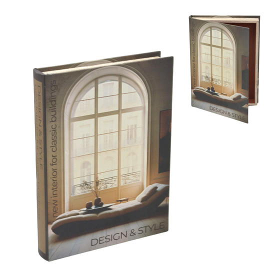 Imagem CAIXA LIVRO DECORATIVA EM MDF REVESTIDA EM TECIDO 5X36X27 CM - MABRUK