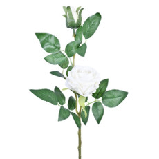 Imagem de HASTE DECORATIVA DE ROSA BRANCA VELUDO EM PLÁSTICO MOLDÁVEL 47X8 CM - GRILLO - Grillo Ltda