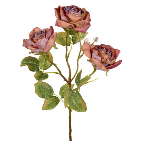 Imagem HASTE DECORATIVA DE ROSA NA COR MARROM EM PLÁSTICO MOLDÁVEL 55X17 CM - GRILLO