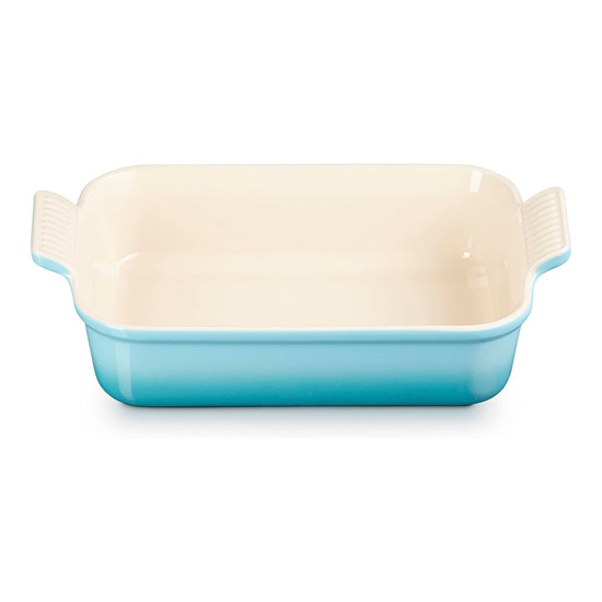 Imagem TRAVESSA RETANGULAR HERITAGE AZUL CARIBE EM CERÂMICA 32X20X8 CM - LE CREUSET