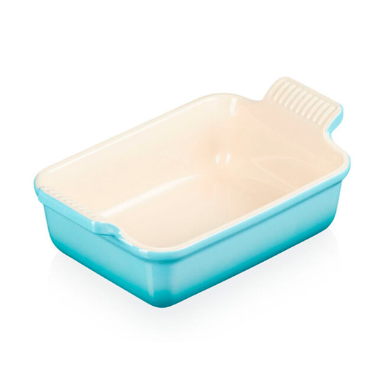 Imagem TRAVESSA RETANGULAR HERITAGE AZUL CARIBE EM CERÂMICA 39X25X9 CM - LE CREUSET