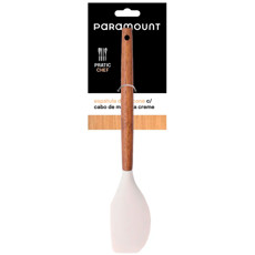 Imagem de ESPÁTULA DE SILICONE COR CREME COM CABO EM MADEIRA 33X6X4 CM - PARAMOUNT INDUSTRIA - Paramount Ind E Com De Plast Ltda