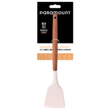 Imagem de ESPÁTULA RETA DE SILICONE COR CREME COM CABO EM MADEIRA - PARAMOUNT INDUSTRIA - Paramount Ind E Com De Plast Ltda
