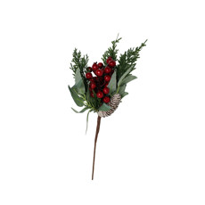 Imagem de HASTE DE BERRIES VERMELHAS COM FOLHAGEM E PINHAS EM PLÁSTICO MOLDÁVEL 40X15 CM GRILLO - Grillo Ltda