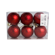 Imagem de BOX COM 6 BOLAS NATALINAS DECORATIVAS VERMELHAS EM PLÁSTICO 6 CM - GRILLO 56478 - Grillo Ltda