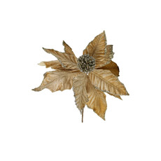 Imagem de FLOR NATALINA DECORATIVA COR CHAMPAGNE COM GLITTER 33X5 CM - GRILLO 58391 - Grillo Ltda