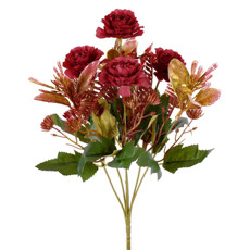 Imagem de BUQUÊ DECORATIVO DE MINI PEÔNIA CARMIN EM PLÁSTICO MOLDÁVEL 30X15 CM - GRILLO - Grillo Ltda