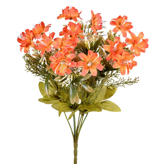 Imagem BUQUÊ DECORATIVO DE MINI ORQUÍDEA LARANJA EM PLÁSTICO MOLDÁVEL 37X23 CM - GRILLO