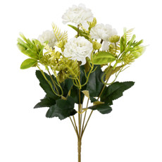 Imagem de BUQUÊ DECORATIVO DE MINI PEÔNIA CREME EM PLÁSTICO MOLDÁVEL 30X15 CM - GRILLO - Grillo Ltda